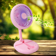 17794 USB Rechargeable Portable Fan With LED Light Heavy Duty & Foldable Fan With Charging Port Home, Outdoor, Temple