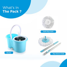 8704 Steel Spinner Bucket Mop 360 Degree Self Spin Wringing with 2 Absorbers for Home and Office Floor Cleaning Mops Set 