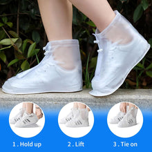 17973 Plastic Shoes Cover Reusable Anti-Slip Boots Zippered Overshoes Covers Transparent Waterproof Snow Rain Boots for Kids / Adult Shoes, for Rainy Season (1 Pair / White)