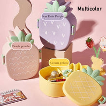 5729 Kids Lunch Box Cute Pineapple Shaped Bento Box with Fork Spoon Snack Candy Container Microwave Portable Office Lunch Box (1 Pc / With Spoon, Fork & Color Box)