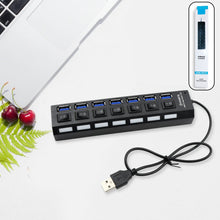 6994 USB Splitter Multi Port USB 2.0 Hub, 7 Port with Independent On/Off Switch and LED Indicators USB A Port Data Hub, Suitable for PC Computer Keyboard Laptop Mobile HDD, Flash Drive Camera Etc