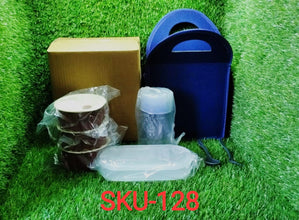 128 Steel Lunch Box Set (4 pcs, Black) Sky-Angle