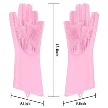 0714A Reusable Silicone Cleaning Brush Scrubber Gloves (Multicolor) 