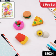 18034 3D Food Shape Fancy & Stylish Colorful Erasers, Mini Eraser Creative Cute Novelty Eraser for Children Eraser Set for Return Gift, Birthday Party, School Prize(5 Pcs Set)