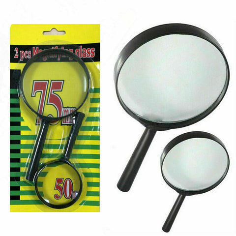 9144 Magnifying glass Lens - reading aid made of glass - real glass magnifying glass that can be used on both sides - glass breakage-proof magnifying glass, Protect Eyes, 75mm & 50mm (2pc Set)