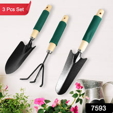 7593 Gardening Tools - Hand Cultivator, Trowel, Heavy Duty with Ergonomic Wooden Handle for Transplanting and Digging (3 Pcs Set)